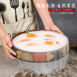 日式三文鱼盘子刺身盘高档冰盘冰碟圆形寿司盘海鲜生鱼片鱼生冰板