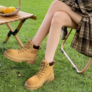【温妮酱】踢不烂大黄蜂马丁靴女款2025新款短靴小个子加绒大黄靴