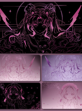 鼠标垫高级感超大号渐变线条风动漫电脑桌垫办公室电竞游戏键盘垫