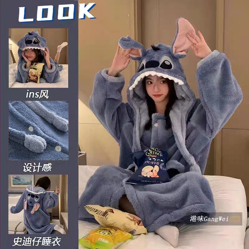 史迪仔珊瑚绒睡衣超可爱