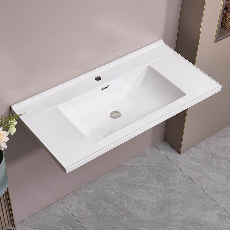 广东佛山一体式陶瓷盆潮州陶瓷盆浴室柜台盆大容量陶瓷盆支持定制