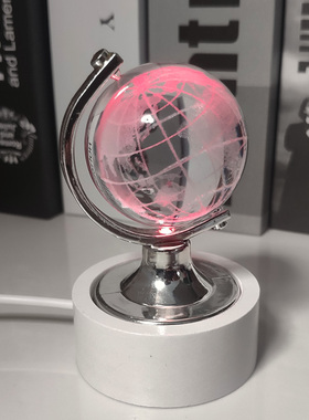 新款实木底座发光水晶地球仪