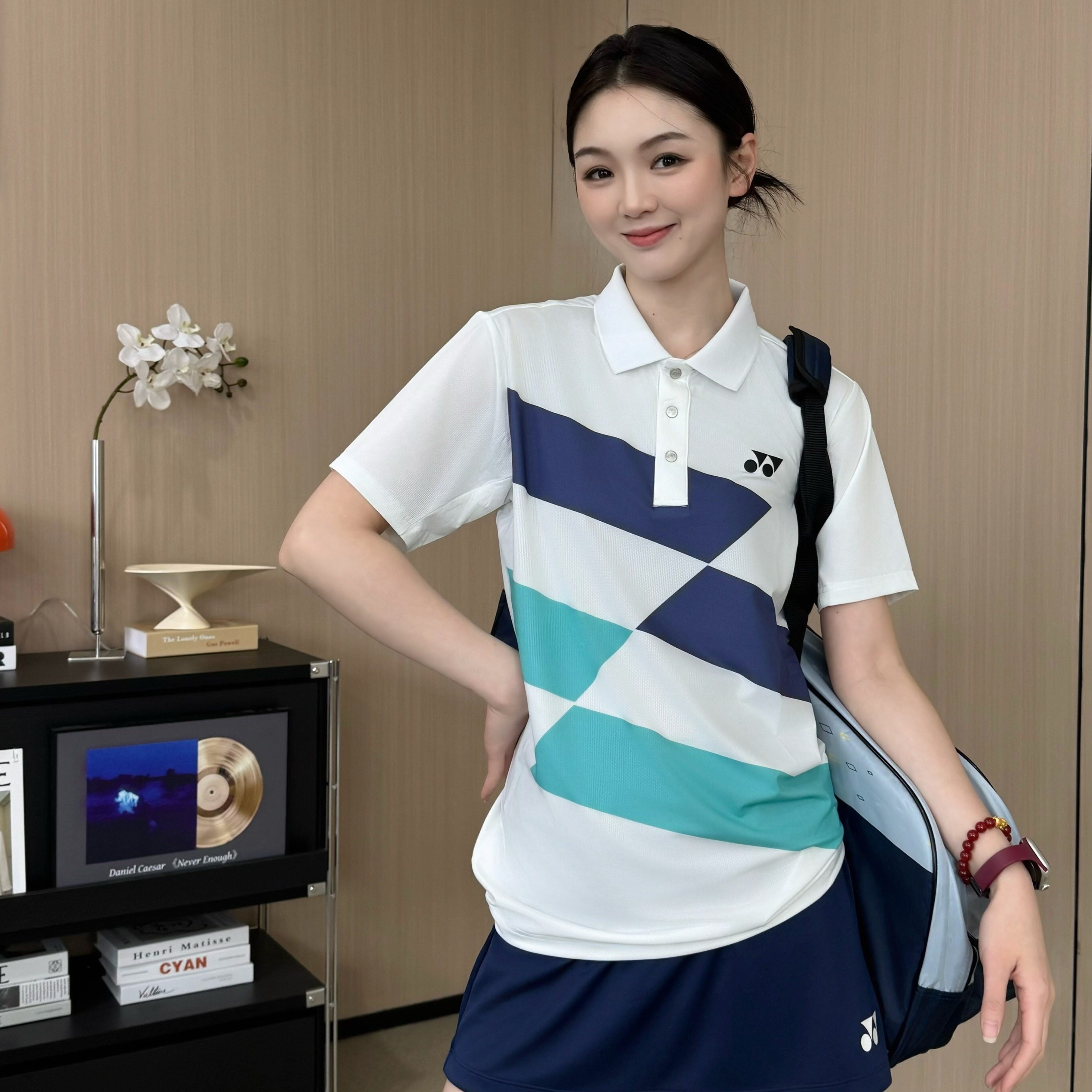 YONEX/尤尼克斯羽毛球服速干透气短袖T恤yy平行色块polo衫-2715