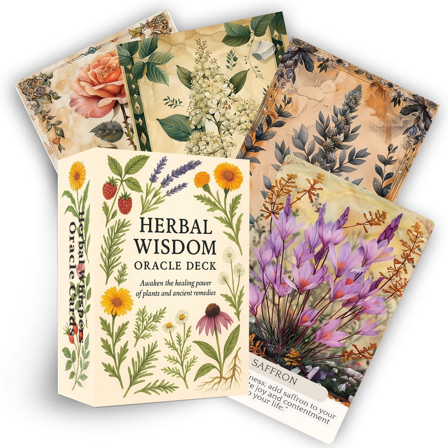 13X9cm Herbal Whisper Oracle草本植物神谕卡英文天地盖游戏