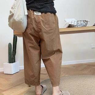 韩国东大门女装夏季ins风宽松舒适松紧腰九分休闲裤垮裤老爹裤女