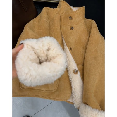 两面穿羊羔毛皮毛一体短外套女冬
