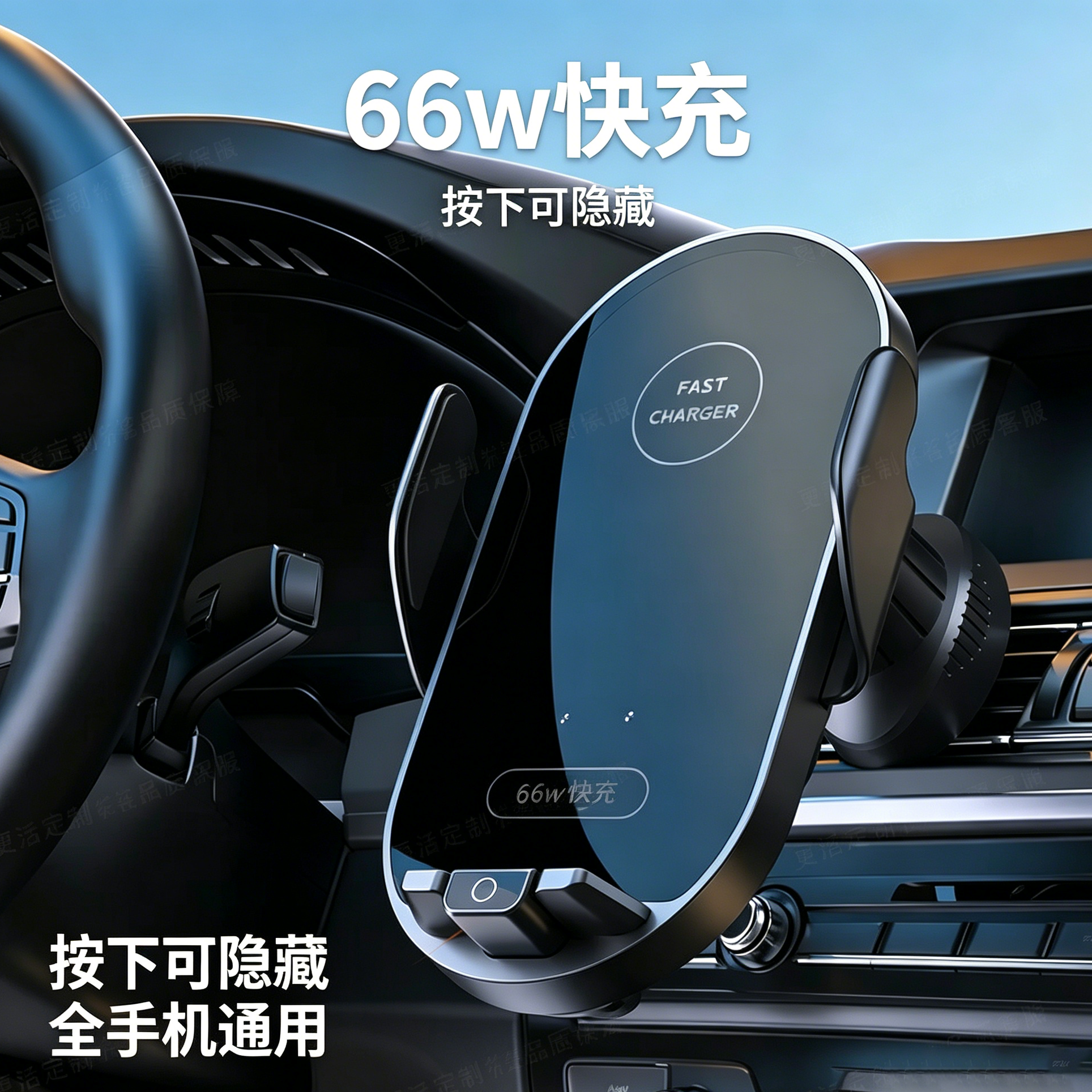 66W快充车载手机支架无线充电器智能感应出风口汽车导航2026新款