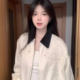 覆古巴恩风翻领夹克外套女秋季新款宽松小个子初秋穿搭工装上衣潮