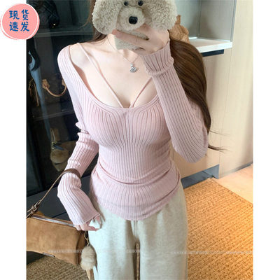 纯欲漂亮秋冬粉色低领内