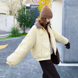 新款现货冬装羊羔毛领子拼接羽绒服202-5659-P295-K445，女装羽绒服，浙宝202