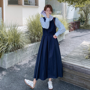秋装新款现货 韩版撞色拼接长款长袖连衣裙202-2596-P155K228图片