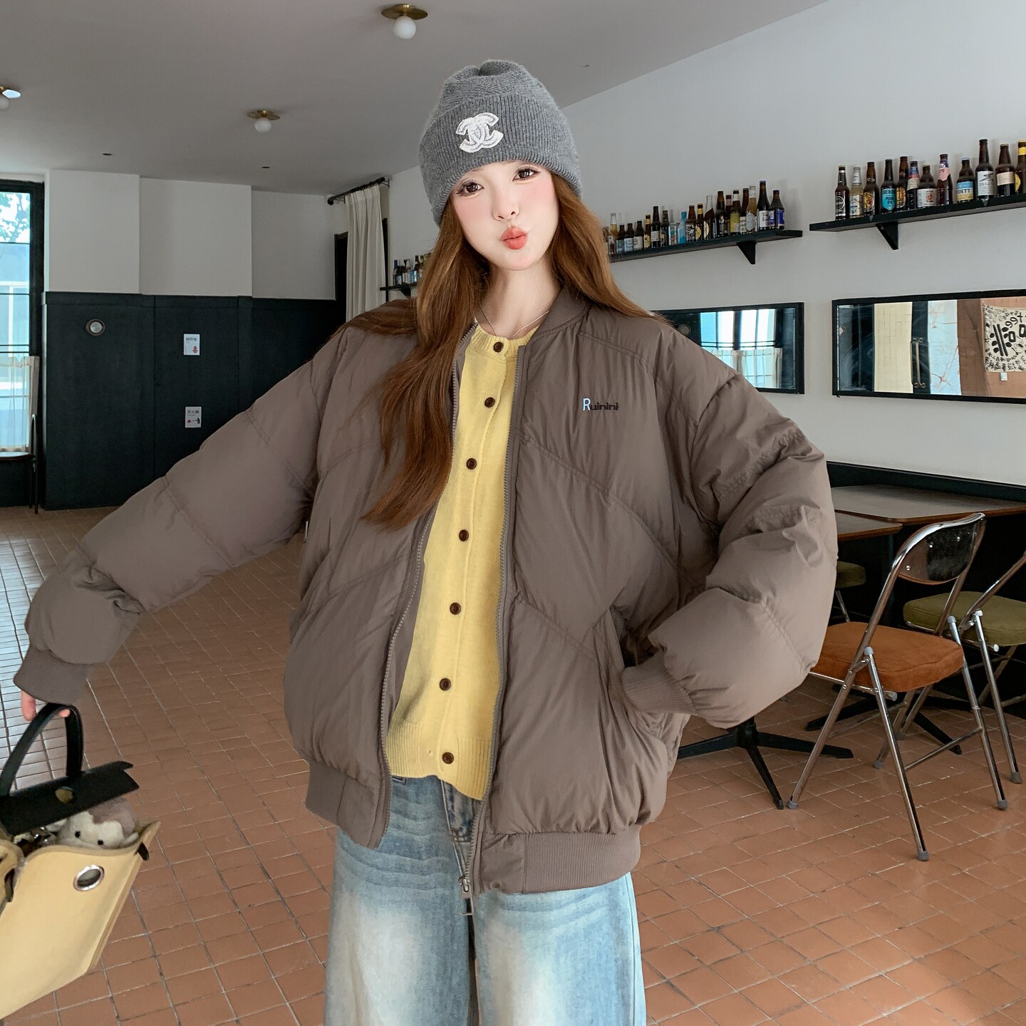 现货新款冬装针织帽棒球服羽绒服外套202-5615-P285-K398,女装羽绒服,浙宝202