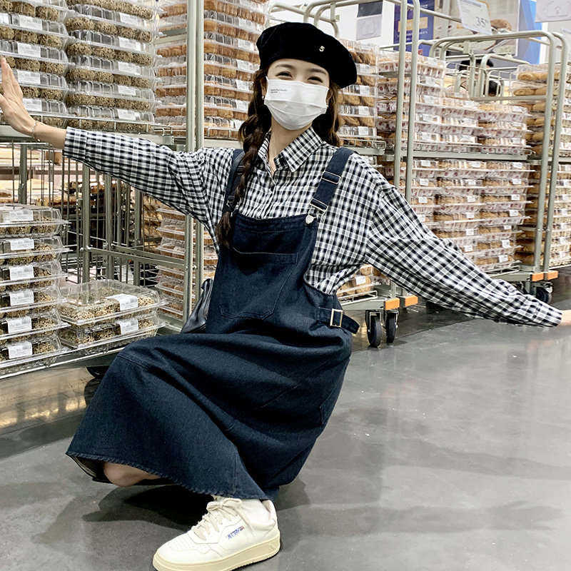 现货秋装格子衬衫+背带裙两件套装202-717裙P110K168套P160K218,女装套装/套裙,浙宝202