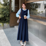 现货春装韩版撞色拼接长款长袖连衣裙202-2596-P155K248，女装连衣裙，浙宝202