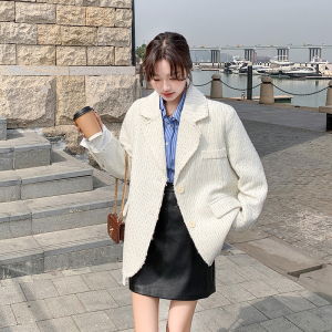 白色小香风西装外套女春秋2024新款小个子设计感休闲名媛气质西服图片