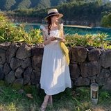 法式气质小飞袖白色吊带连衣裙子女装春夏2025新款小个子度假长裙，商品下架区，浙宝202