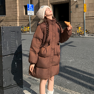 韩系减龄娃娃领披肩羽绒服女2025年冬季新款显瘦中长款白鸭绒外套图片