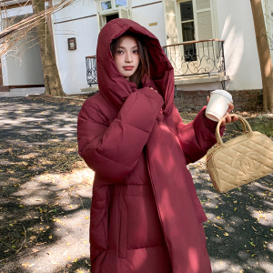 现货 冬装 围巾式连帽长款羽绒服 202-2463-P335-K489图片