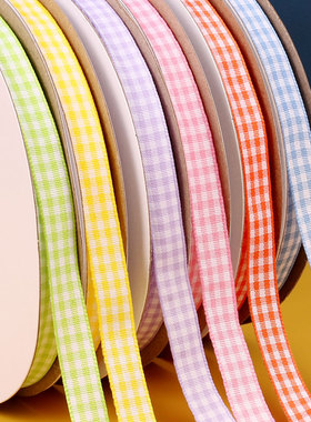 格子丝带1.5cm缎带蝴蝶结格纹彩带织带紫色蛋糕装饰绑带蓝色韩式