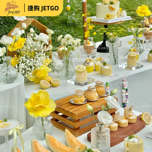 橙黄色甜品台装饰布丁杯封口纸婚礼thankyou吊牌慕斯杯推推乐贴纸