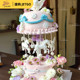 音乐双层旋转木马蛋糕支架生日装 饰烘焙婚礼生日支架电动底托打桩