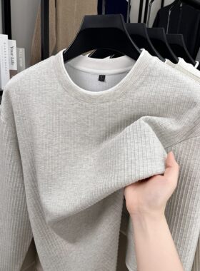 假两件圆领卫衣男款秋冬季肌理感