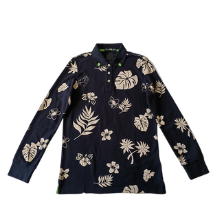 hydrogen正品秋装男装长袖polo衫纯棉印花骷髅头翻领全棉潮男士