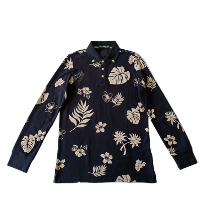 男装长袖polo衫纯棉印花骷髅头