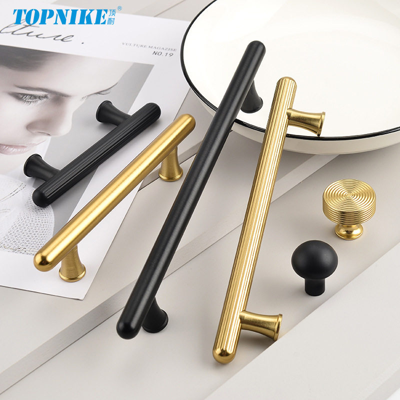 顶耐衣柜拉手橱柜门抽屉小把手实心圆形金色铜色门手柄法式铝合金