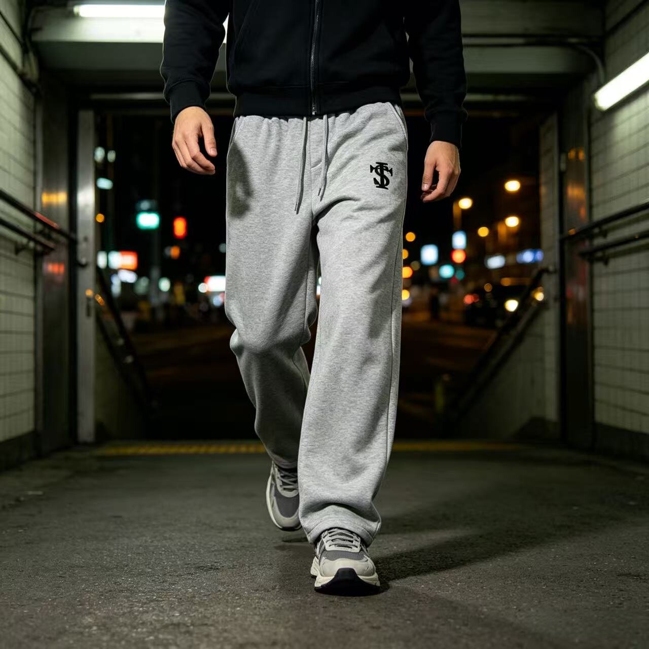 STK裤子直筒长裤大码男装松紧卫裤春秋季时尚潮流宽松休闲运动裤