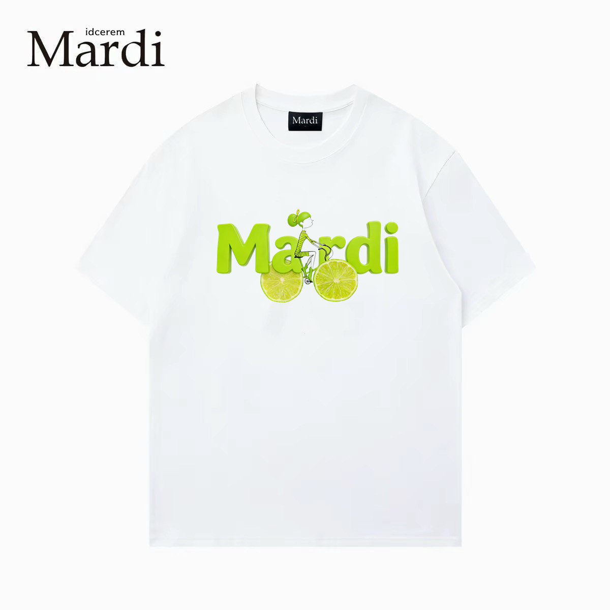 官方保障idcerem Mardi水果单车上衣韩国正品纯棉圆领短袖女白t恤