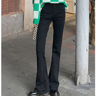 黑色微喇牛仔裤女2025年秋冬新款高腰显瘦马蹄裤梨形小个子喇叭裤