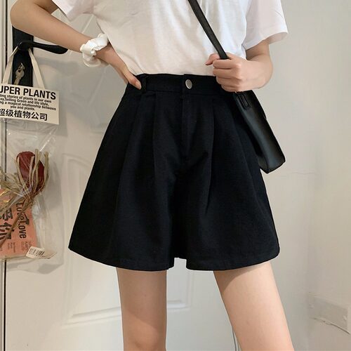 短裤女夏季2022新款大码休闲胖mm显瘦宽松外穿百搭高腰A字阔腿裤