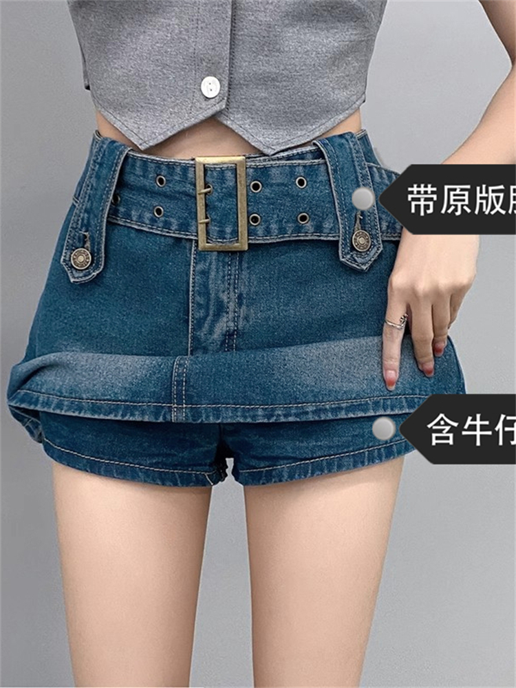 美式复古高腰牛仔半身裙女小个子