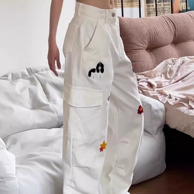 设计感刺绣阔腿牛仔裤女2026春夏新款宽松显瘦垂感休闲直筒拖地裤,女装/女士精品,大码裤装,淘宝优惠券,粉丝福利购,淘宝优惠卷