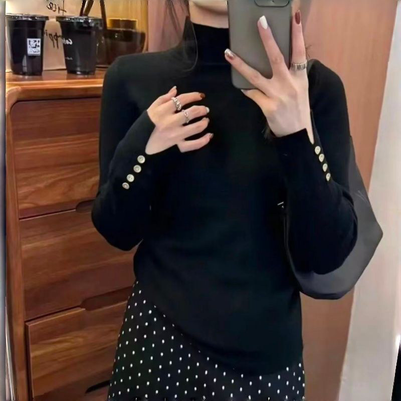 法式半高领修身气质打底衫女秋冬内搭可外穿小个子针织衫长袖上衣,女装/女士精品,常规大码外套,淘宝优惠券,粉丝福利购,淘宝优惠卷