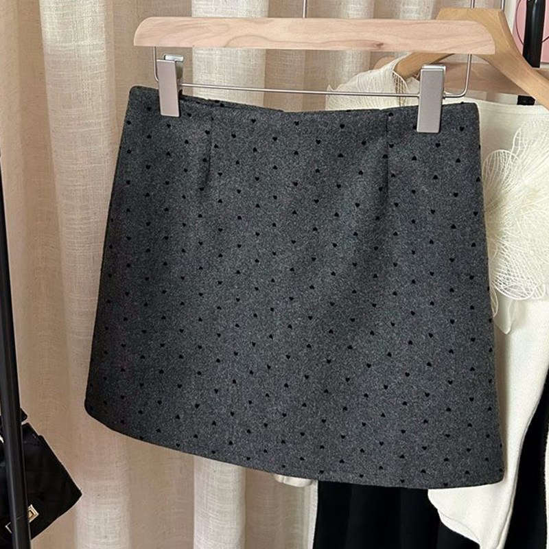 复古微胖mm波点毛呢半身裙2026春秋韩系气质淑女风修身包臀短裙子,女装/女士精品,大码半身裙,淘宝优惠券,粉丝福利购,淘宝优惠卷