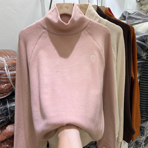 堆堆领德绒发热长袖T恤女春秋冬