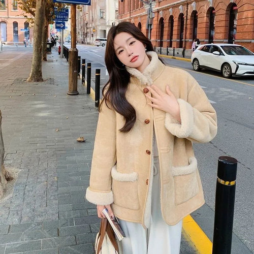羊羔毛外套女冬季棉服新款加绒