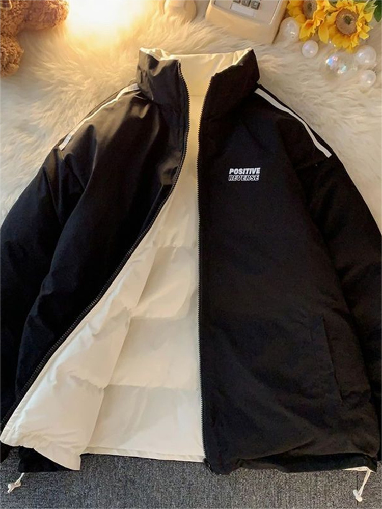 冬季保暖加厚两面穿棉衣面包服女