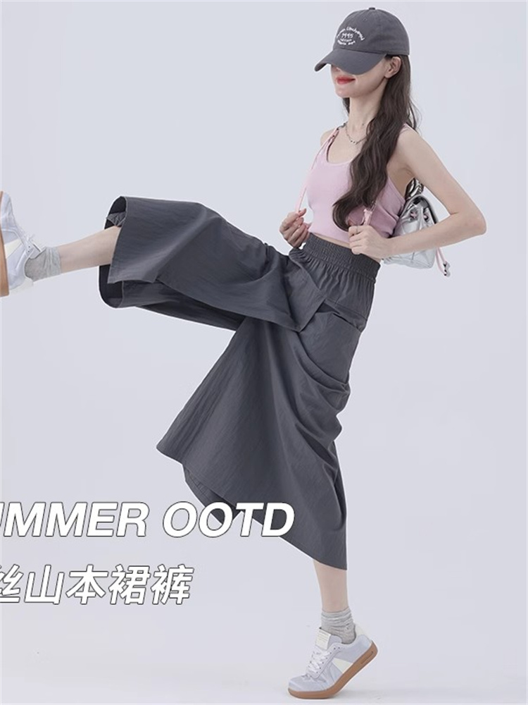 灰色工装裙裤女夏季薄2025新款