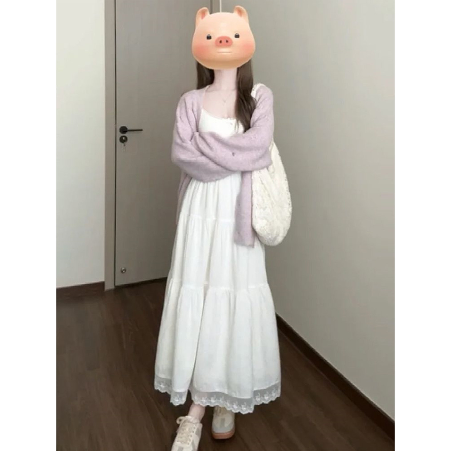 法式气质白色吊带连衣裙女秋季2025新款高级感巨好看韩系长裙套装,女装/女士精品,大码套装,淘宝优惠券,粉丝福利购,淘宝优惠卷