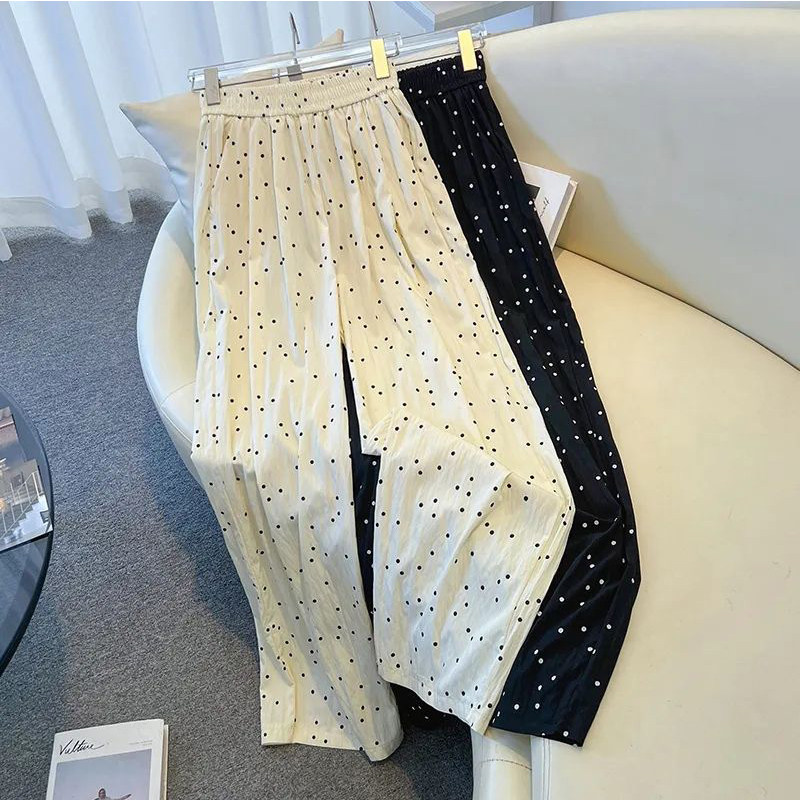 白色波点山本裤女春秋夏2026新款高腰直筒宽松慵懒休闲遛弯阔腿裤,女装/女士精品,大码裤装,淘宝优惠券,粉丝福利购,淘宝优惠卷