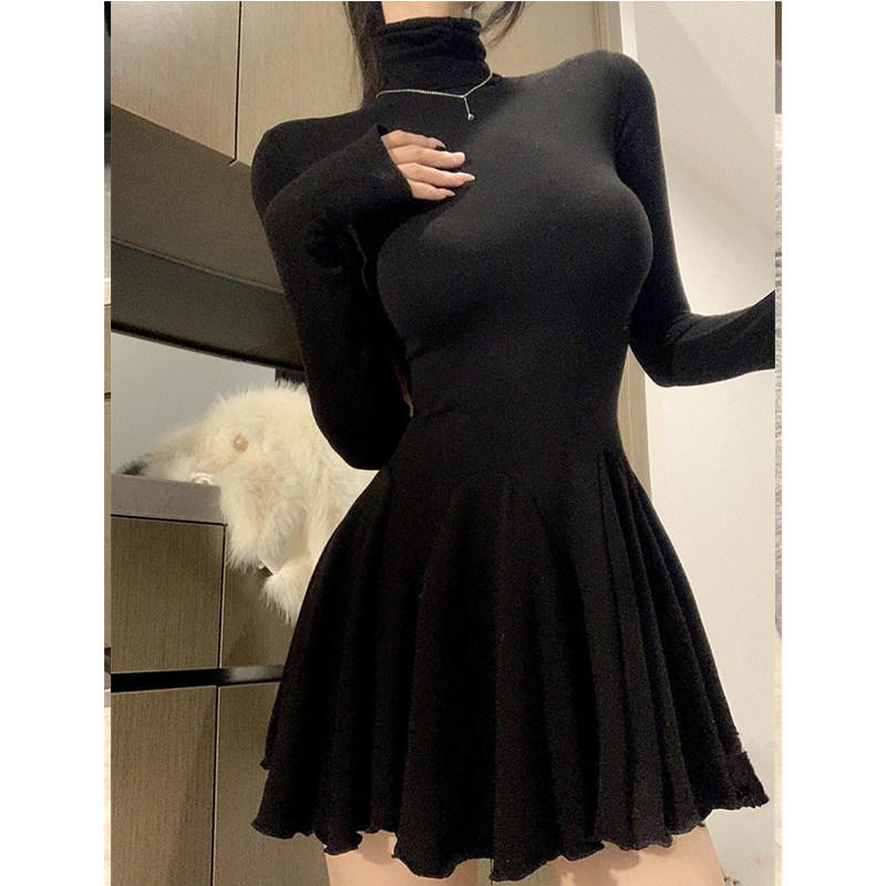 纯欲气质收腰显瘦高领长袖连衣裙女春秋季气质百搭超显身材蓬蓬裙,女装/女士精品,大码裤装,淘宝优惠券,粉丝福利购,淘宝优惠卷