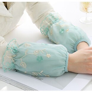 秋冬女士短款袖套办公上班工作手套套袖口羽绒服蕾丝棉衣白色防脏
