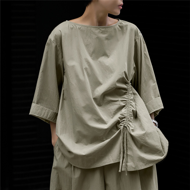 套头休闲七分袖衬衫女韩版