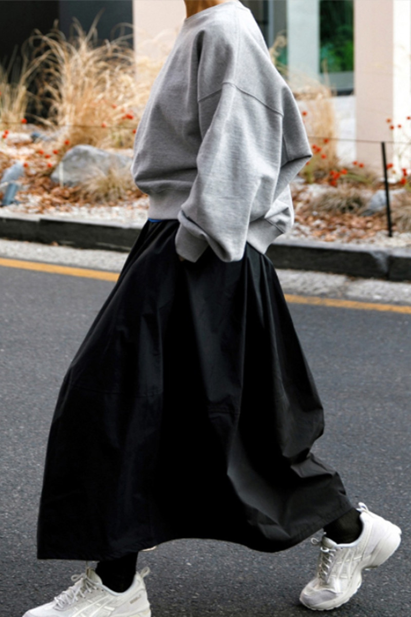 夏秋半裙半身A字裙黑色