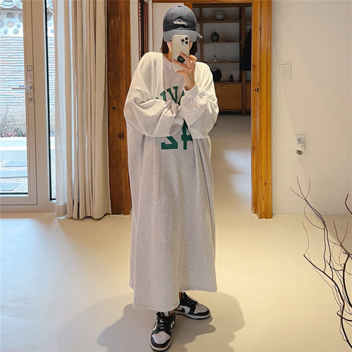 春季新款长款韩版慵懒风连衣裙
