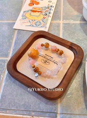 小花Kitty檀木串珠手链复古百搭