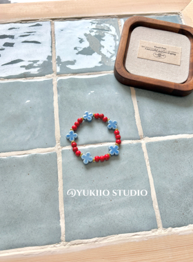 复古四叶草景德镇陶瓷手链